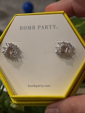 Light brown amethyst Crystal Halo Stud Earrings